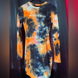 Tie-Die Long-Sleeve Shein Dress SMALL without tag